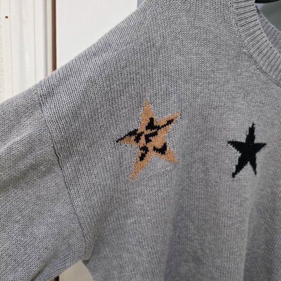 Rails Womens Crewneck Star Print Sweater Gray Size L Soft Knit Lightweight - Picture 8 of 10